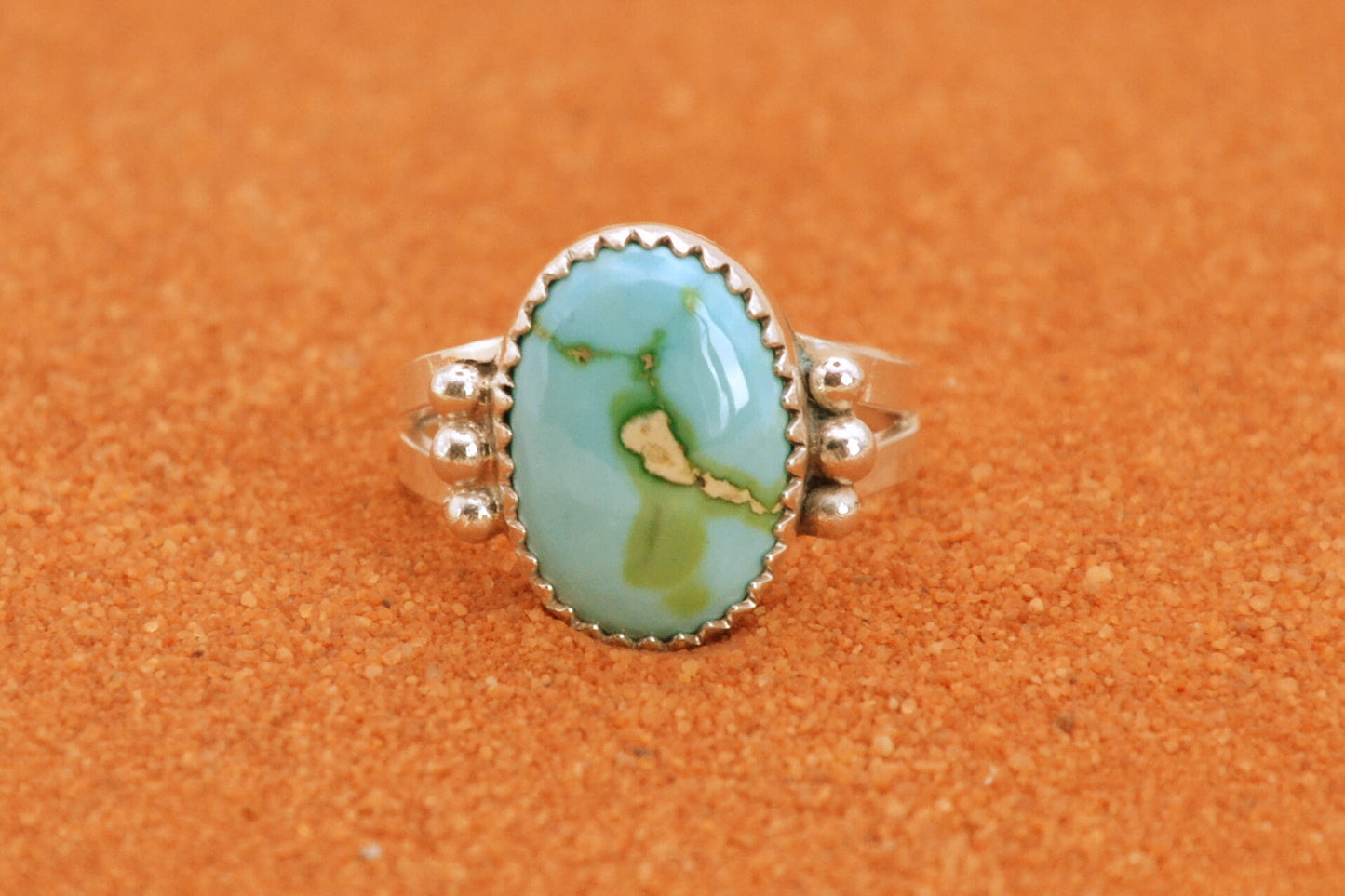 Bague femme-turquoise sonora gold-argent massif-idee cadeau-style navajo-bijoux amerindiens-unique