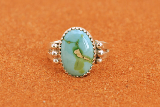 Bague femme-turquoise sonora gold-argent massif-idee cadeau-style navajo-bijoux amerindiens-unique