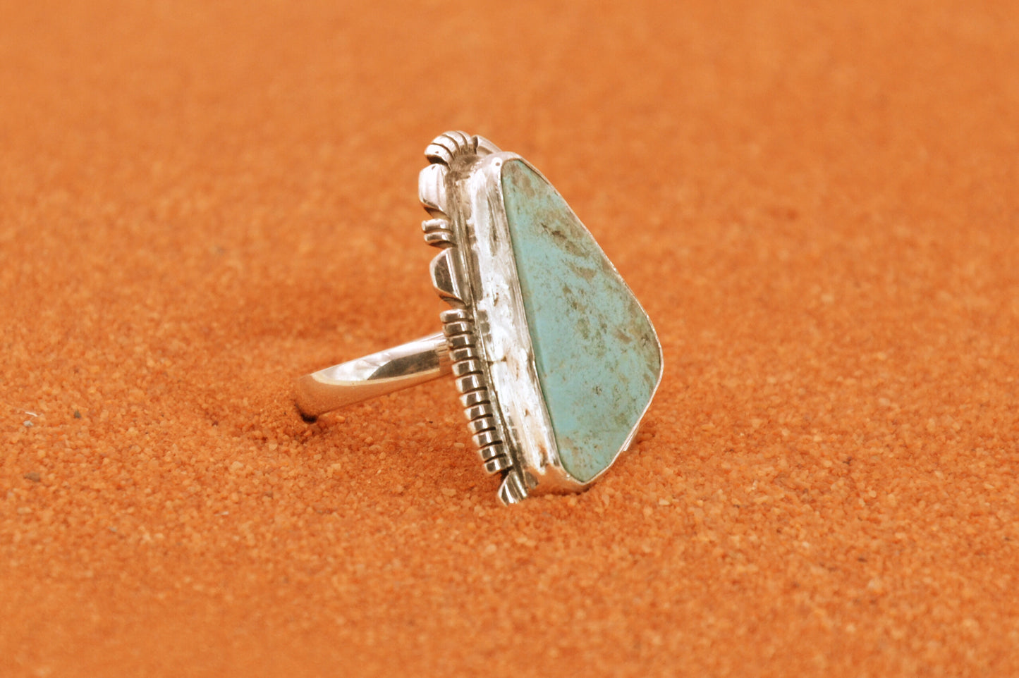 Bague turquoise kingman-bijoux amerindiens-navajo-femme-argent massif-cadeau-artisanat