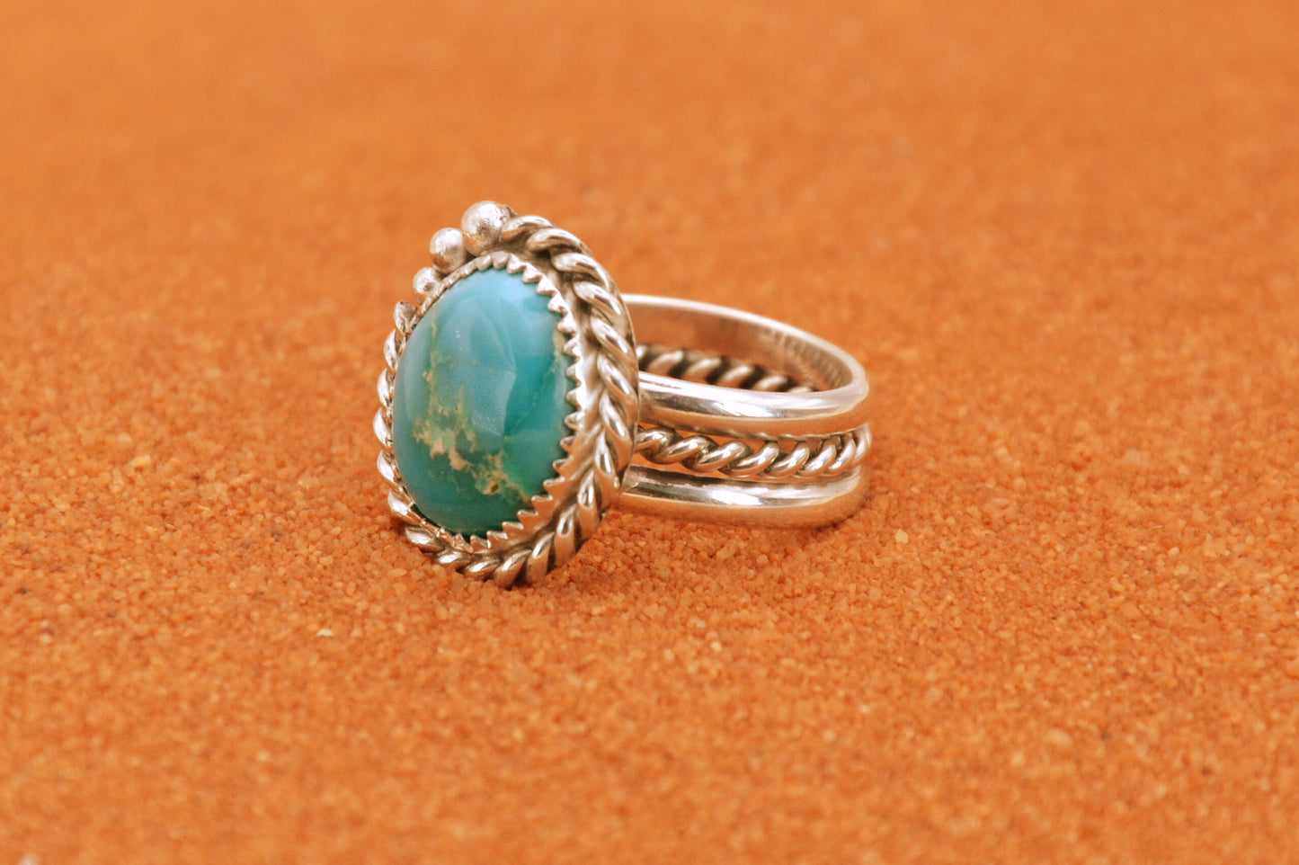 Bague turquoise-sierra blue-argent 925-bijoux amerindiens-style navajo-pour femme-unique-cadeau