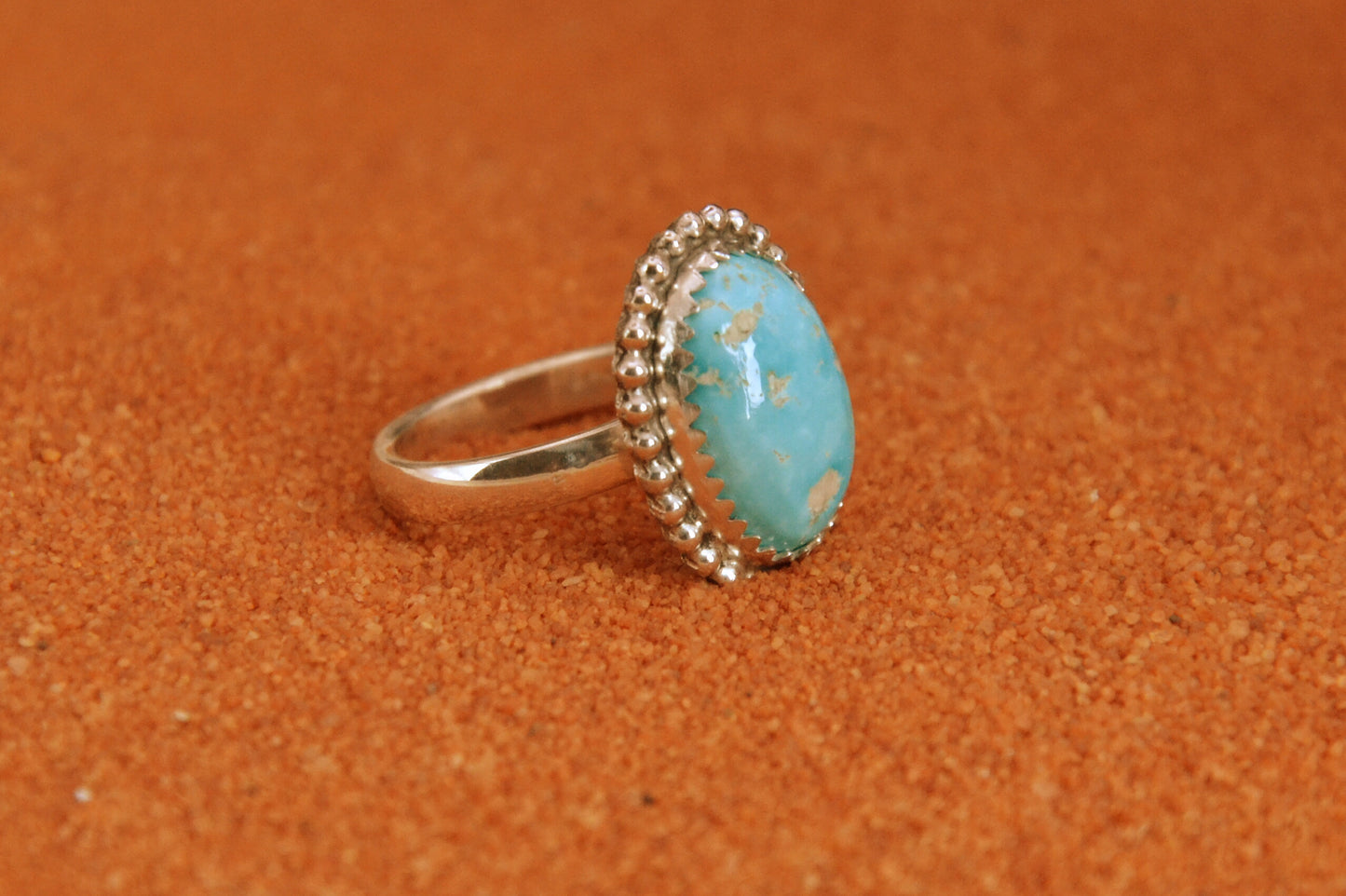 Bague femme-turquoise sierra blue-navajo-idee cadeau-bijoux amerindiens-argent massif-unique