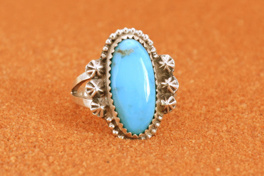 Bague-femme-turquoise-bijoux-amerindiens-style navajo-cadeau-anniversaire-artisanat-argent sterling