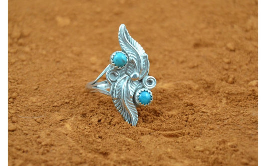 Bague amérindienne turquoise, bijou femme, argent 925/1000, fait main, ajustable, style navajo, cadeau