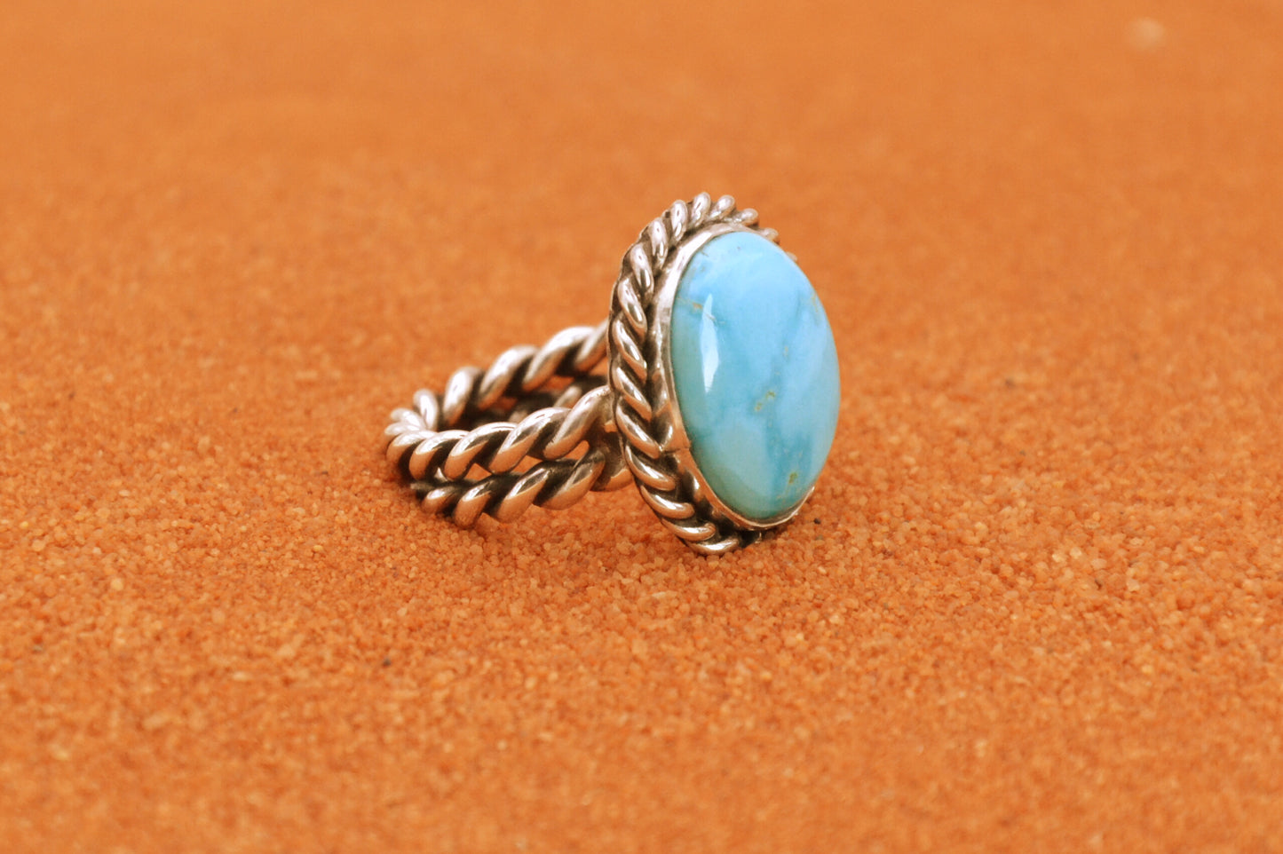 Bague turquoise-sierra blue-argent 925-pour femme-bijoux amerindiens-navajo-cadeau-unique-taille 52