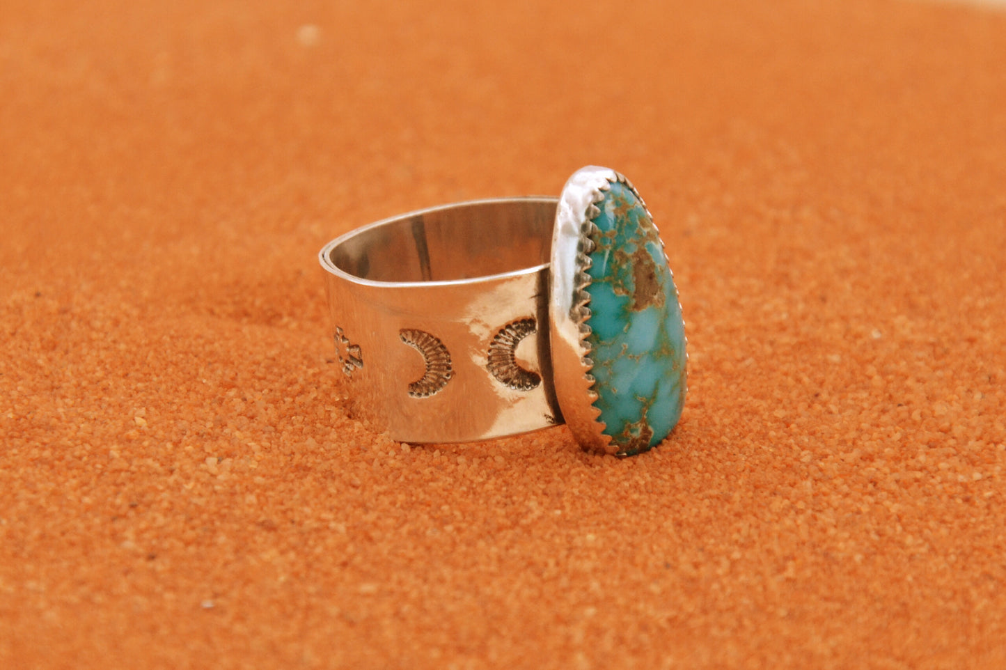 Bague turquoise sonora-style navajo-argent 925/1000-cadeau-chevaliere-homme et femme-bijoux amerindiens