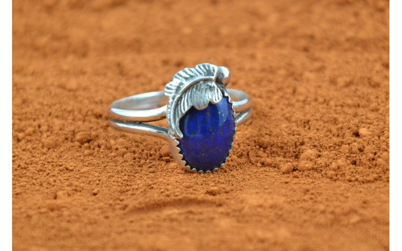 Bague lapis lazuli, femme, argent massif, fabrication artisanale, plume, goutte, amérindien, idée cadeau, bohème, style navajo