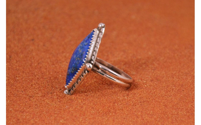 bague lapis lazuli-bijoux amerindien-argent 925/1000-style navajo-piece unique-cadeau-femme et homme