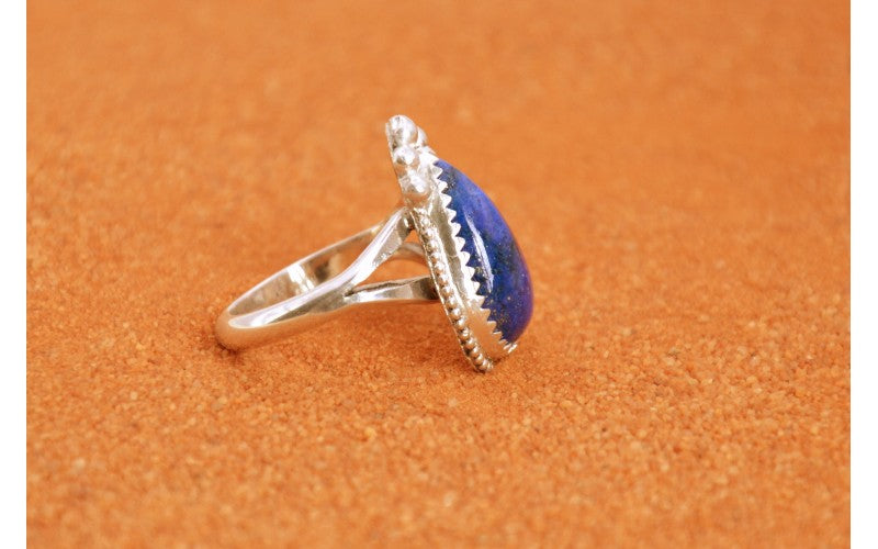 bague lapis lazuli-argent 925/1000-bijoux amerindiens-femme-idée cadeau-pièce unique-boho-style navajo