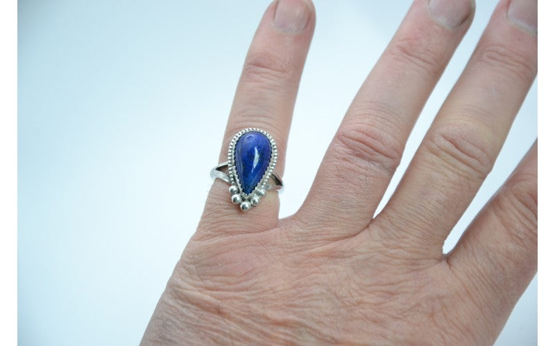 bague lapis lazuli-argent 925/1000-bijoux amerindiens-femme-idée cadeau-pièce unique-boho-style navajo