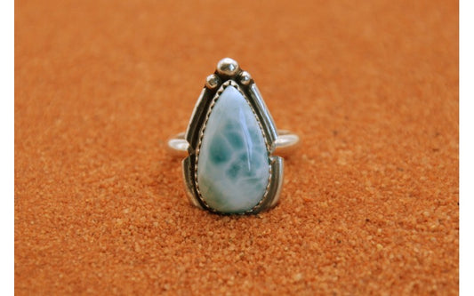 Bague larimar-bijoux amerindiens-argent 925/1000-bijoux navajo-idée cadeau-pièce unique-artisanat