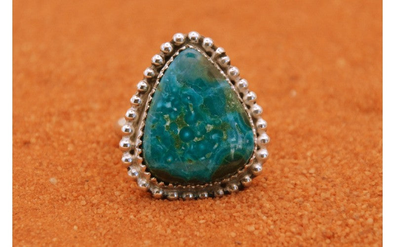 bague malachite chrysocolle-argent 925/1000-bijoux amerindiens-style navajo-boheme-idee cadeau-pièce unique