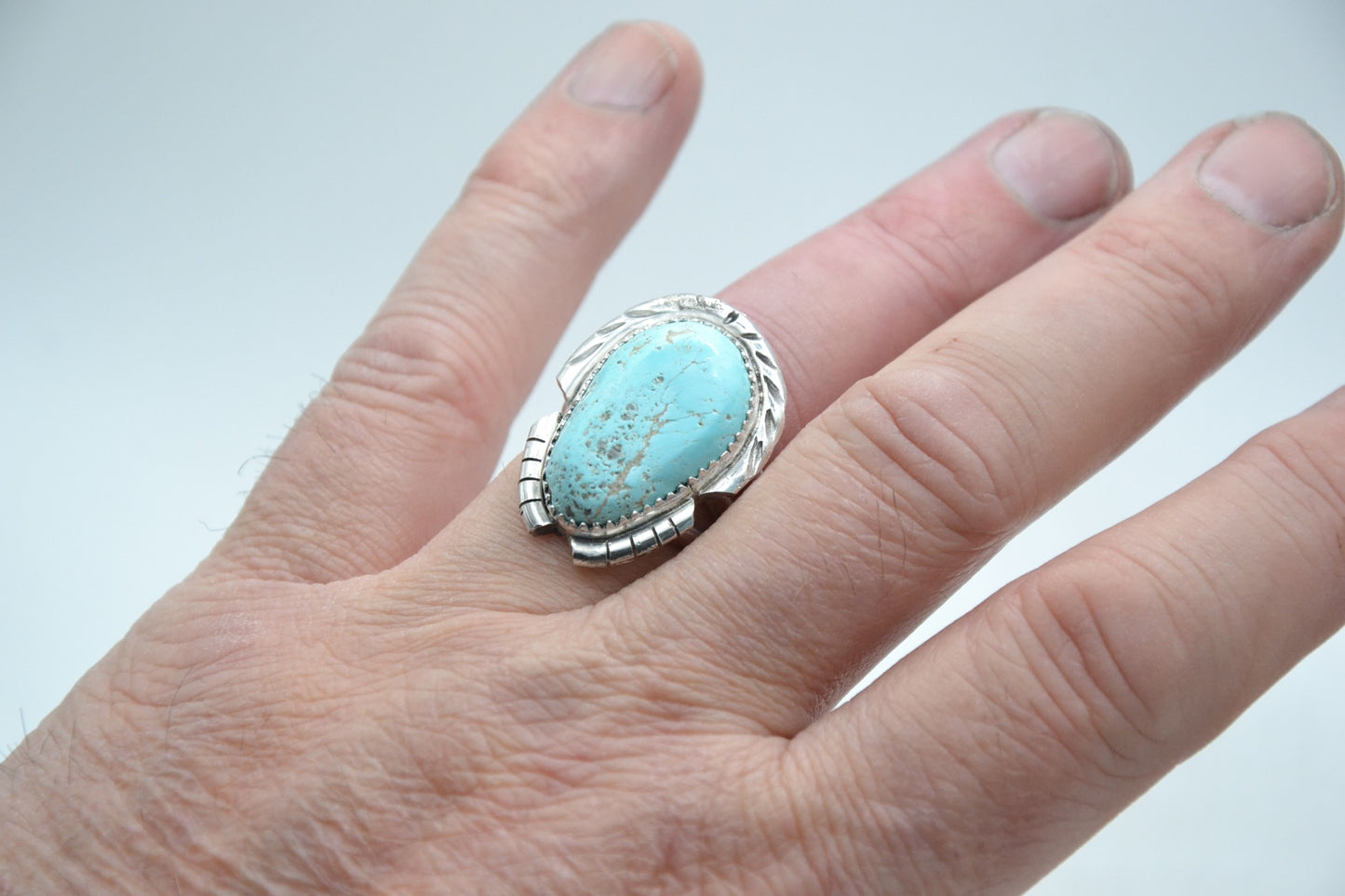 bague mixte-turquoise royston-argent 925/1000-idée cadeau-bijoux amerindiens-style navajo-artisanat