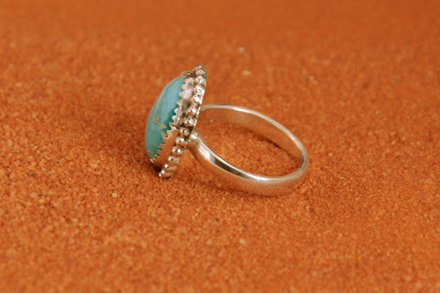 Bague femme-turquoise sierra blue-navajo-idee cadeau-bijoux amerindiens-argent massif-unique