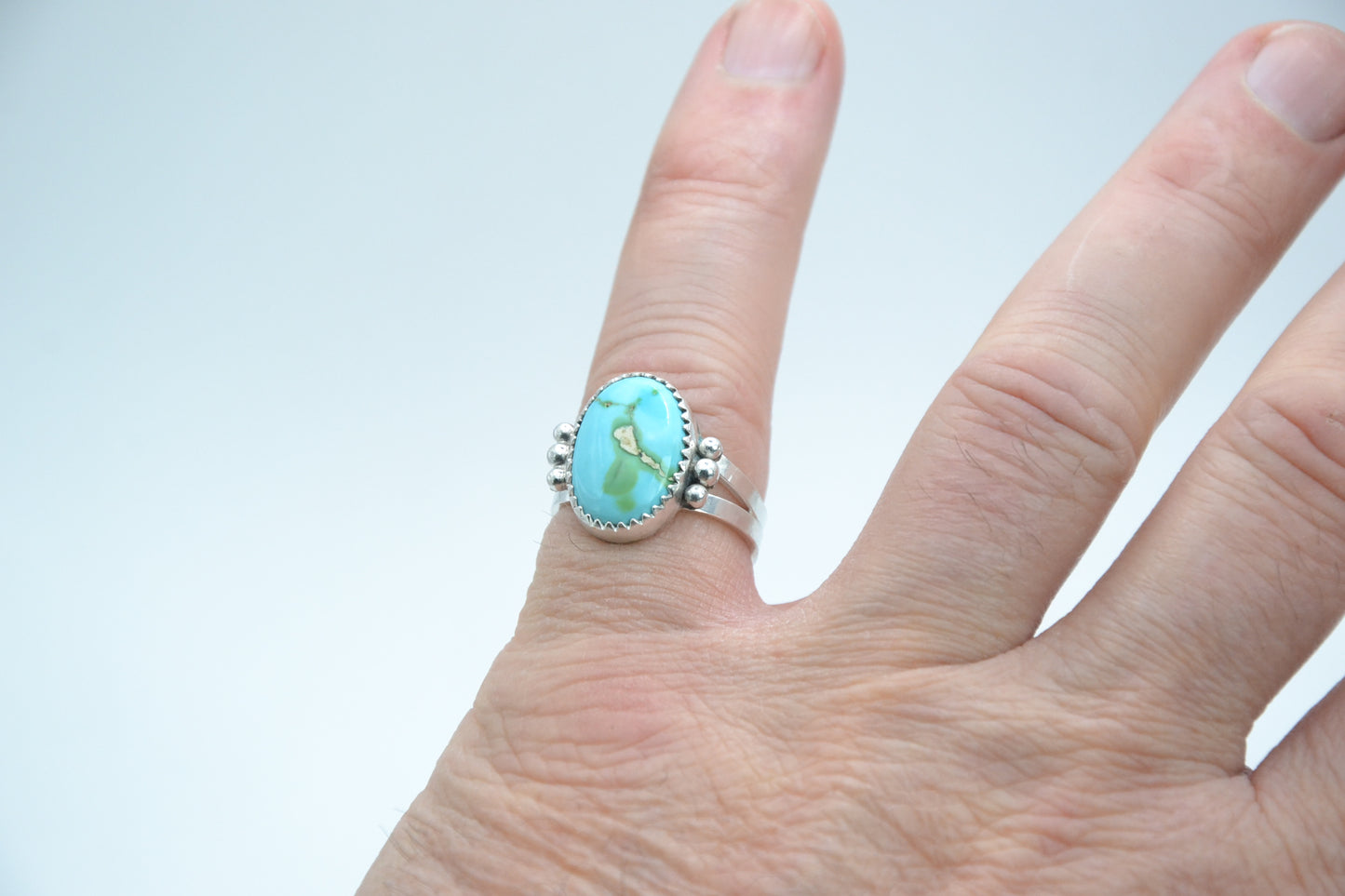 Bague femme-turquoise sonora gold-argent massif-idee cadeau-style navajo-bijoux amerindiens-unique