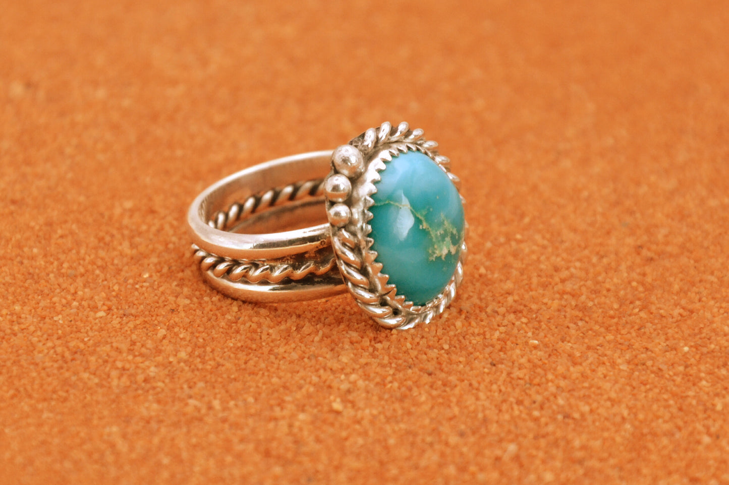 Bague turquoise-sierra blue-argent 925-bijoux amerindiens-style navajo-pour femme-unique-cadeau