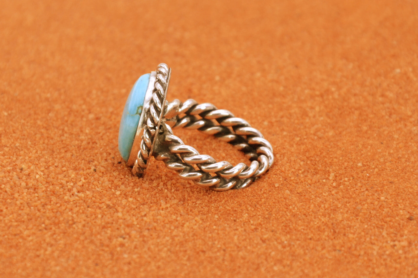 Bague turquoise-sierra blue-argent 925-pour femme-bijoux amerindiens-navajo-cadeau-unique-taille 52