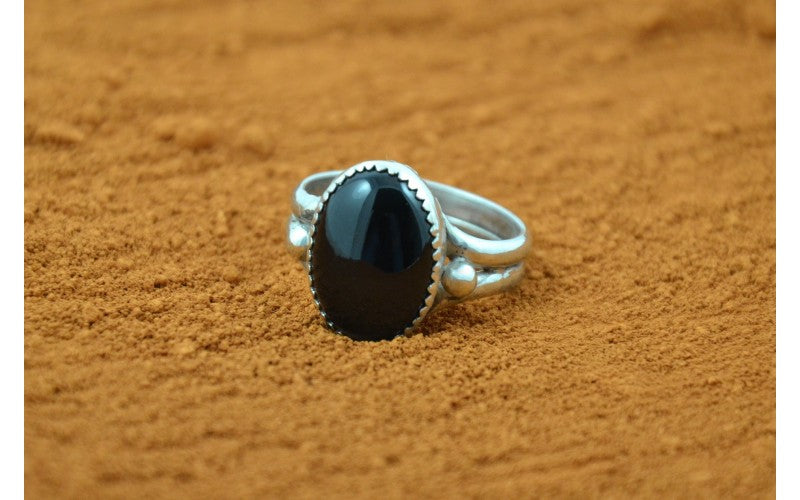 bague onyx-argent 925/1000-homme et femme-idée cadeau-artisanat-style navajo-boheme