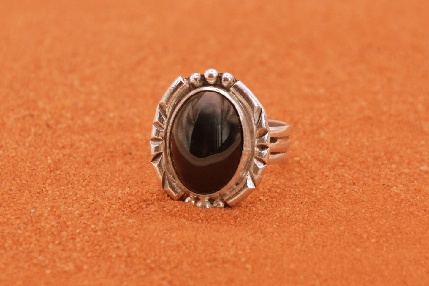 Bague onyx-argent 925/1000-style navajo-bijoux amerindiens-idee cadeau-mixte-boheme-artisanat