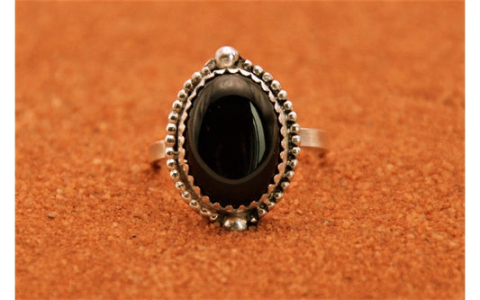 Bague onyx-bijoux amérindiens-argent 925/1000-artisanat-idée cadeau-femme-bohème-style navajo