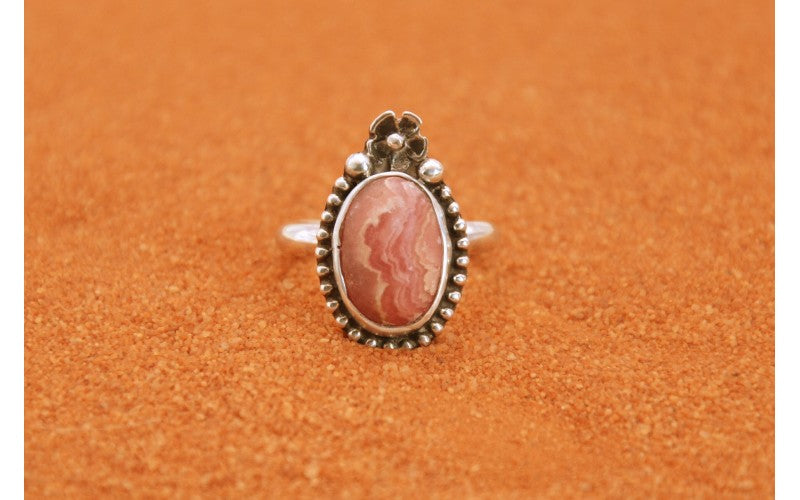 Bague femme-rhodochrosite-argent 925/1000-cadeau-style navajo-garanti-bijoux amerindiens