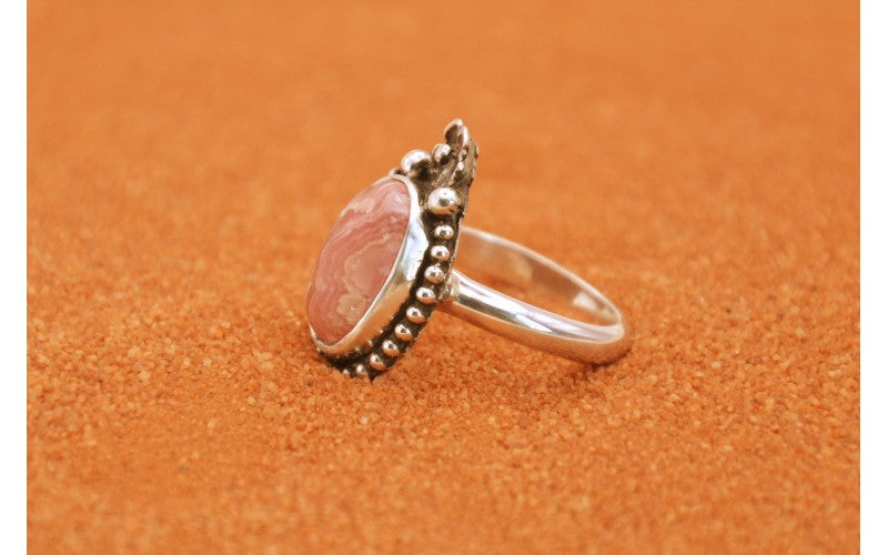 Bague femme-rhodochrosite-argent 925/1000-cadeau-style navajo-garanti-bijoux amerindiens