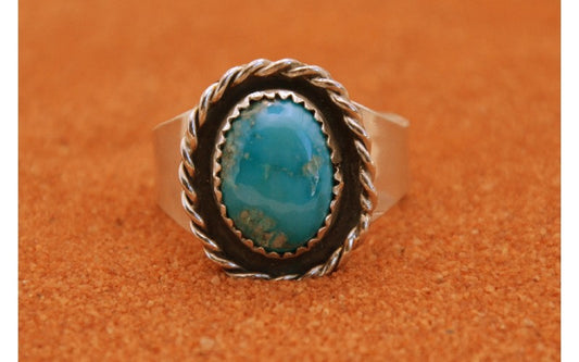 bague-turquoise apache-argent 925/1000-idée cadeau-style navajo-bijoux amérindiens-artisanat-taille 62