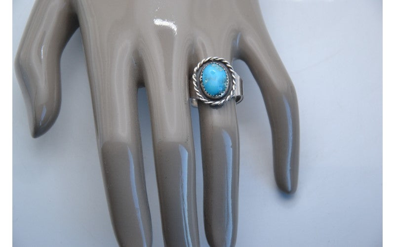 bague-turquoise apache-argent 925/1000-idée cadeau-style navajo-bijoux amérindiens-artisanat-taille 62