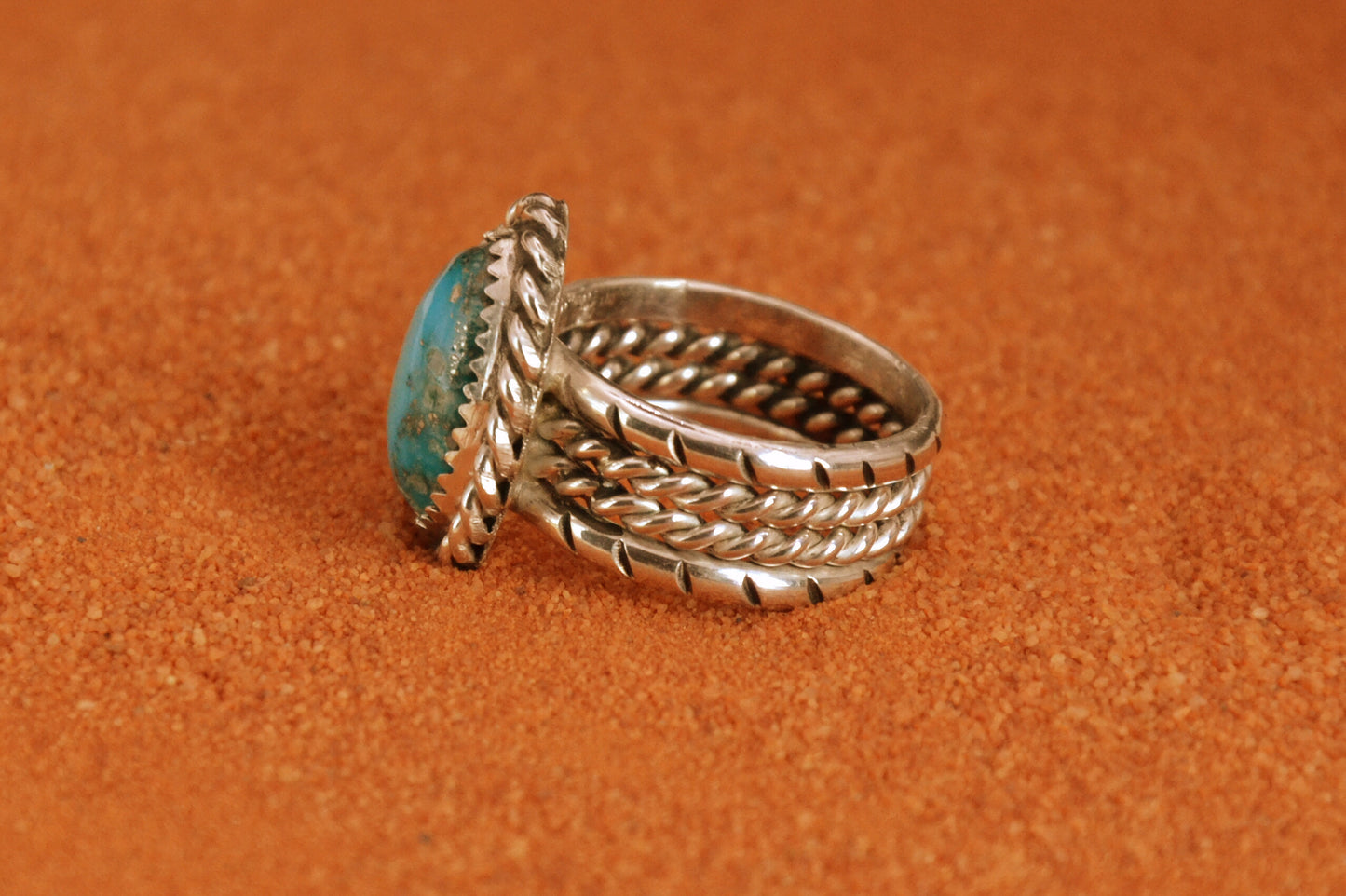 Bague femme et homme-turquoise sierra bella-navajo-bijoux amerindiens-argent massif-cadeau-unique