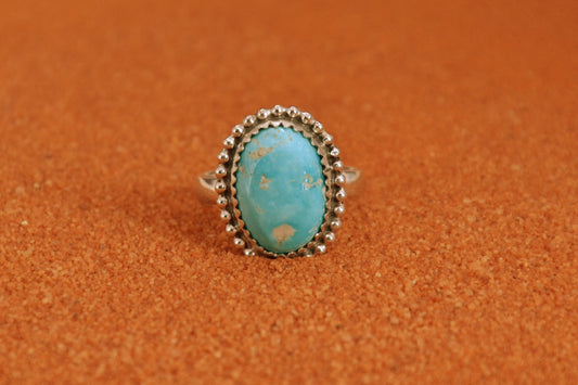 Bague femme-turquoise sierra blue-navajo-idee cadeau-bijoux amerindiens-argent massif-unique