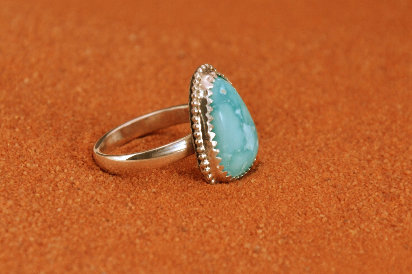 Bague femme-turquoise sierra blue-style navajo-bijoux amerindiens-argent massif-cadeau-unique