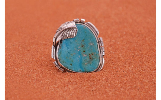 Bague turquoise kingman-bague homme-bijoux amérindiens-argent 925/1000-idée cadeau-bohème-pièce unique-chevalière