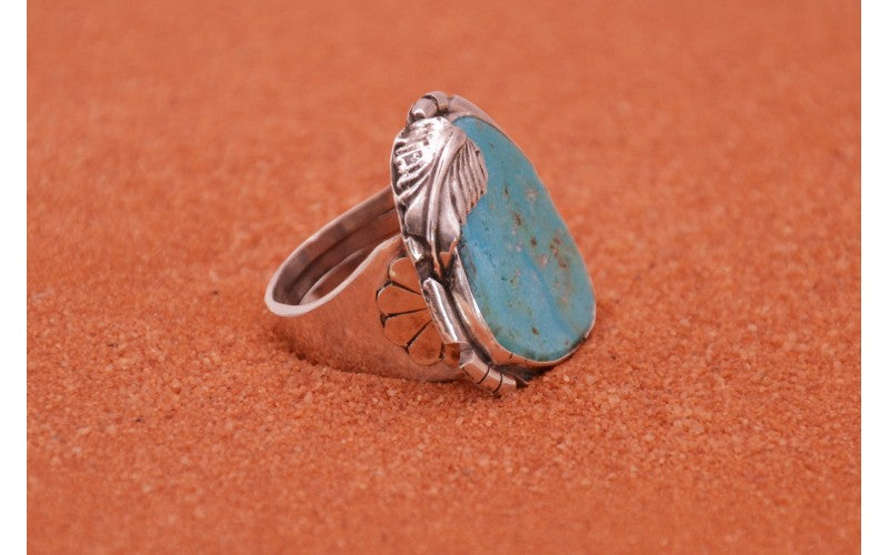 Bague turquoise kingman-bague homme-bijoux amérindiens-argent 925/1000-idée cadeau-bohème-pièce unique-chevalière