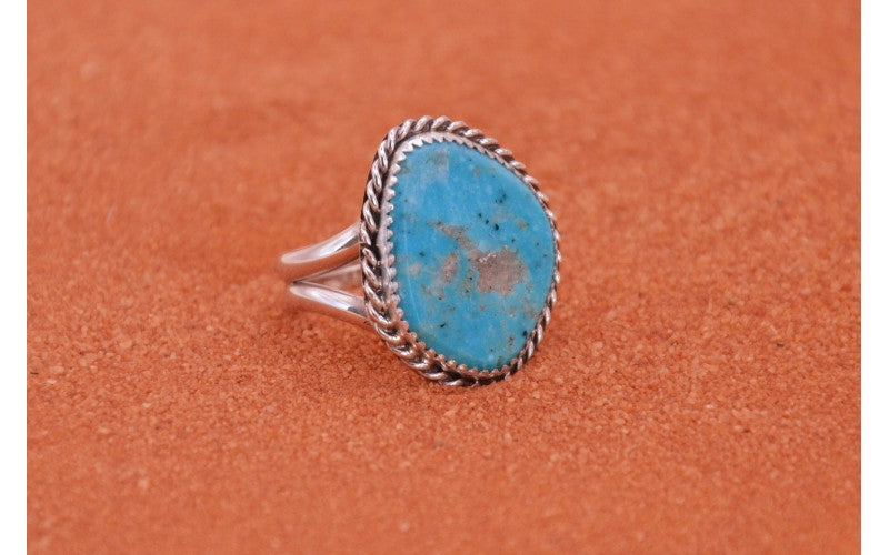 Bague homme-chevalière-turquoise kingman-argent 925/1000-idée cadeau-bijoux amérindiens-style navajo