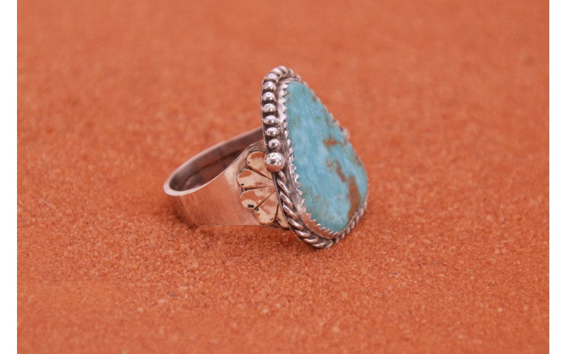 bague turquoise kingman-argent 925/1000-style navajo-cadeau-piece unique