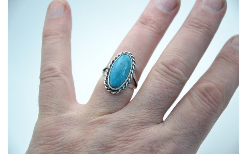 Bague turquoise-bijoux amerindiens-argent 925/1000-idee cadeau-style navajo-artisanat-bague mixte-boheme