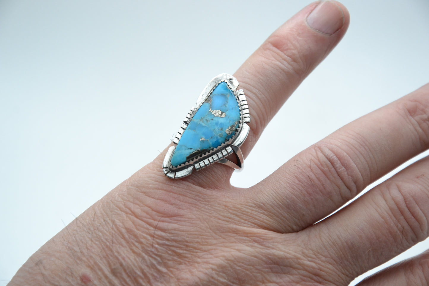 bague femme-turquoise mojave-argent 925/1000-style navajo-amerindien-idée cadeau-bijoux sud ouest-boheme