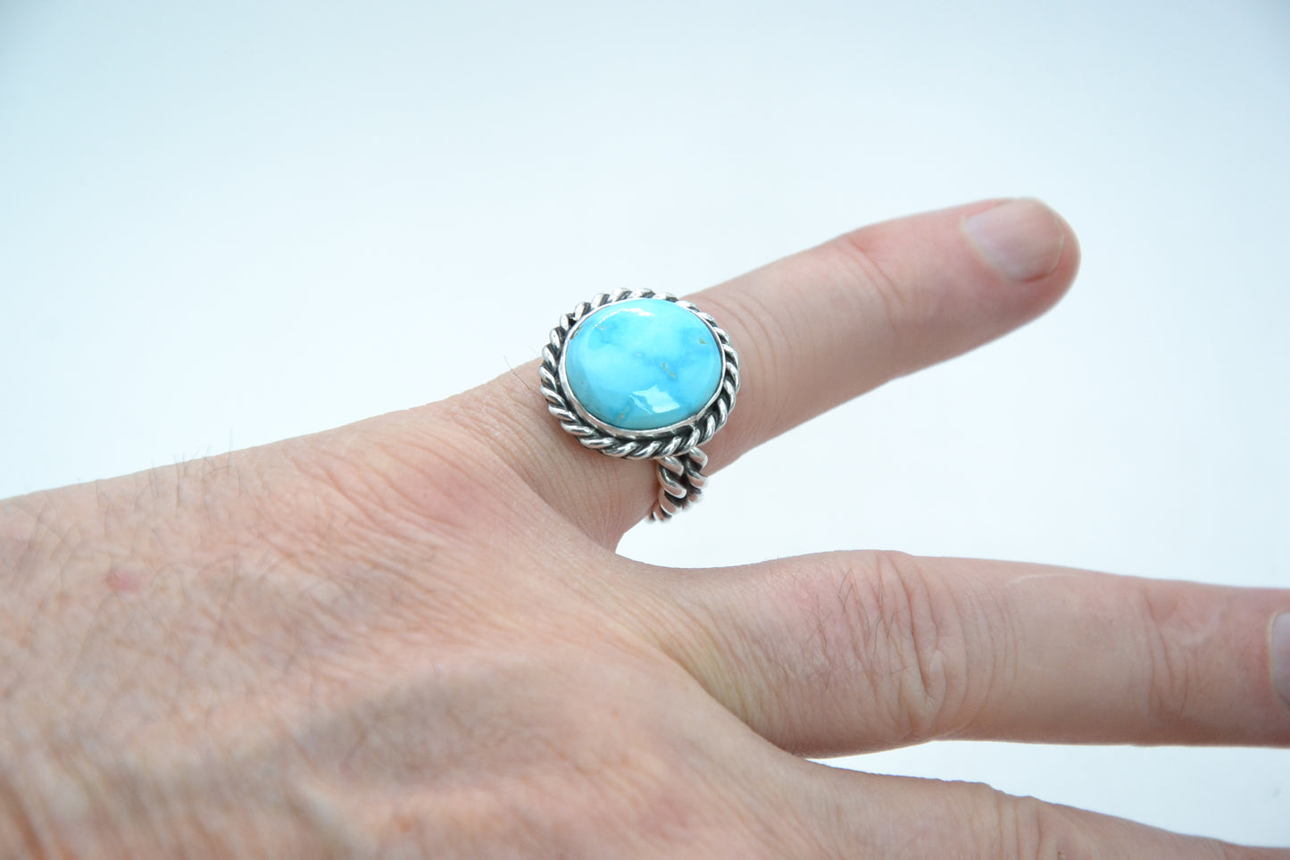 Bague turquoise-sierra blue-argent 925-pour femme-bijoux amerindiens-navajo-cadeau-unique-taille 52