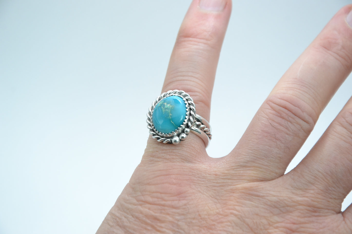 Bague turquoise-sierra blue-argent 925-bijoux amerindiens-style navajo-pour femme-unique-cadeau