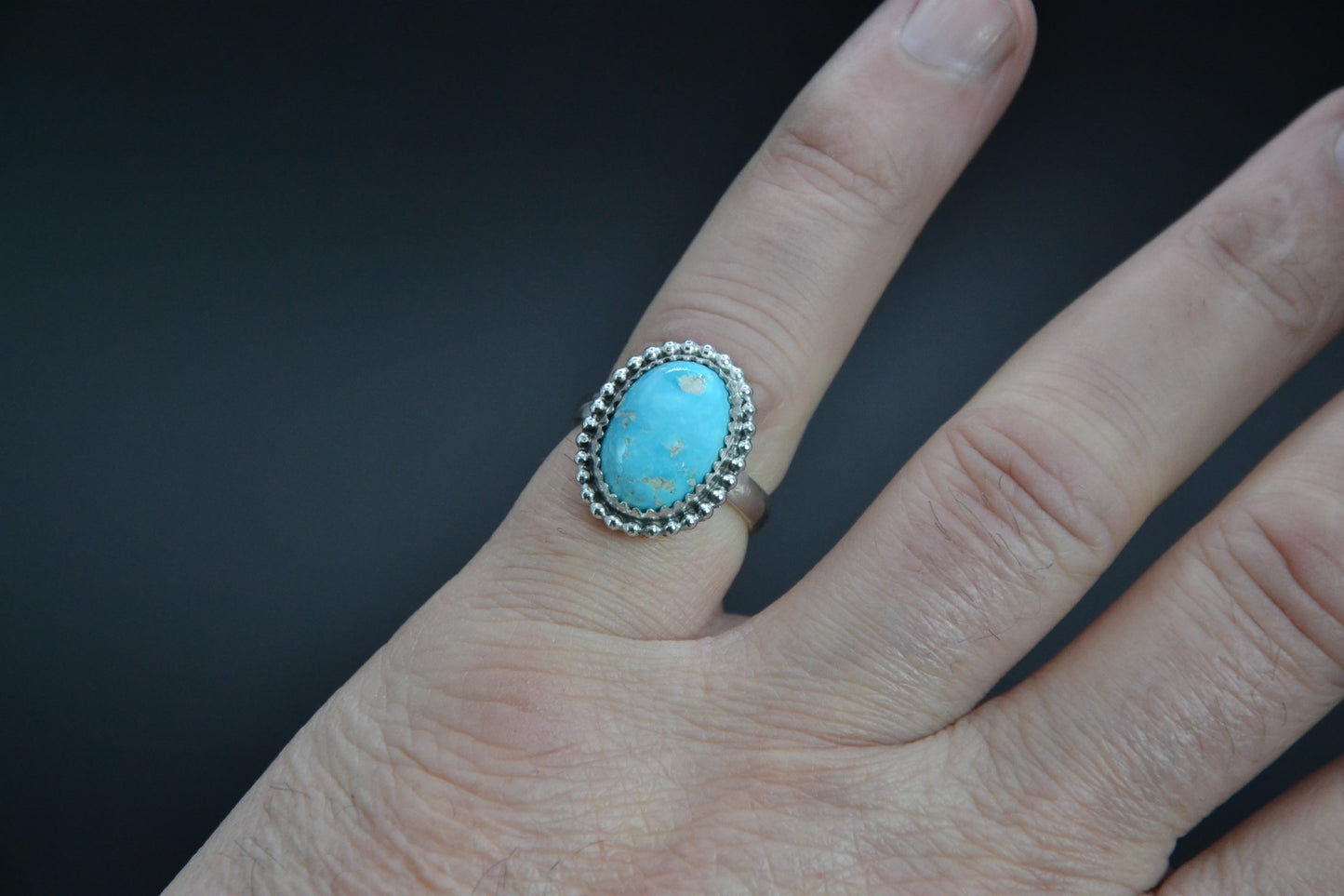 Bague femme-turquoise sierra blue-navajo-idee cadeau-bijoux amerindiens-argent massif-unique