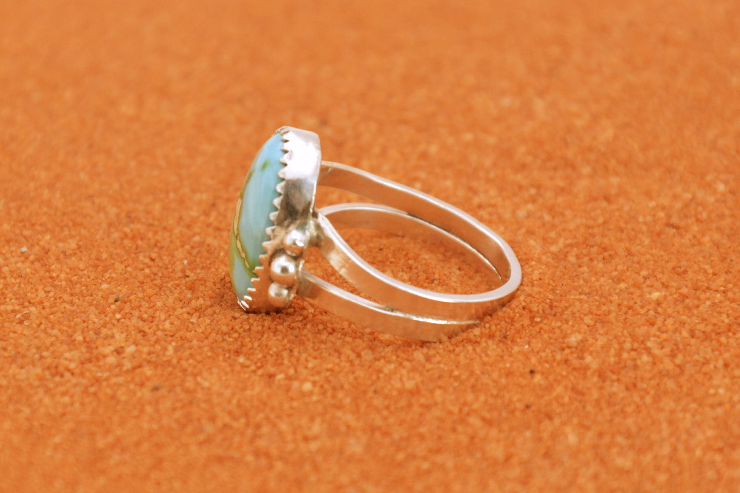 Bague femme-turquoise sonora gold-argent massif-idee cadeau-style navajo-bijoux amerindiens-unique