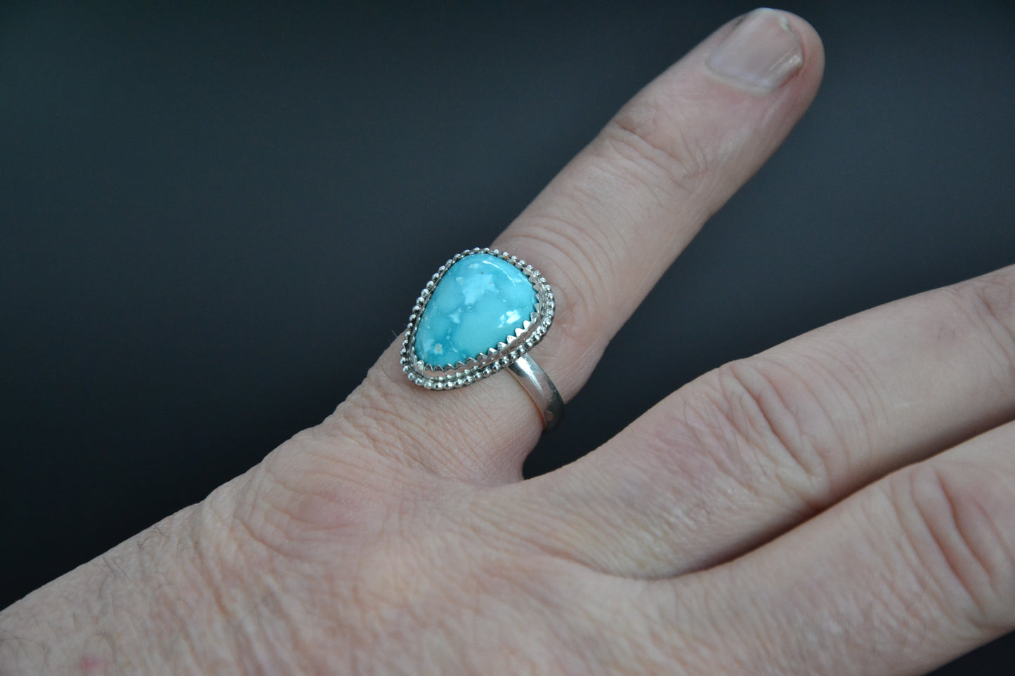 Bague femme-turquoise sierra blue-style navajo-bijoux amerindiens-argent massif-cadeau-unique