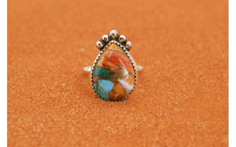 bague femme-turquoise oyster copper-argent 925-idée cadeau-style navajo-bijoux amerindiens