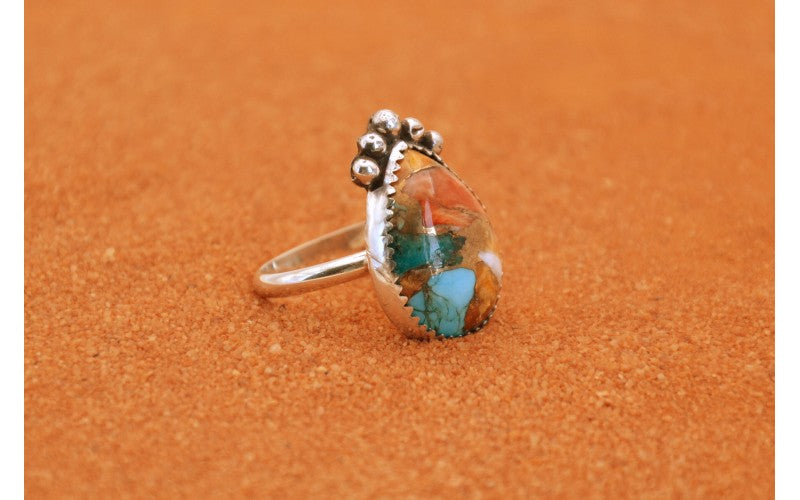 bague femme-turquoise oyster copper-argent 925-idée cadeau-style navajo-bijoux amerindiens