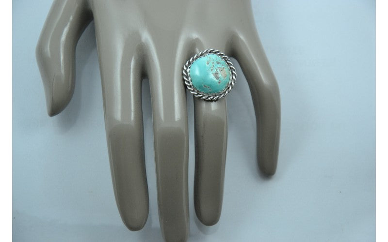 Bague argent-turquoise royston-bijoux amérindiens-mixte-pièce unique-idée cadeau-garanti-argent 925/1000-style navajo