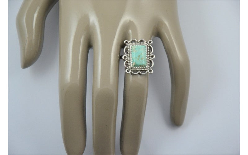 Bague turquoise royston-argent 925/1000-bijoux amerindiens-fait main-idée cadeau-pièce unique-style navajo