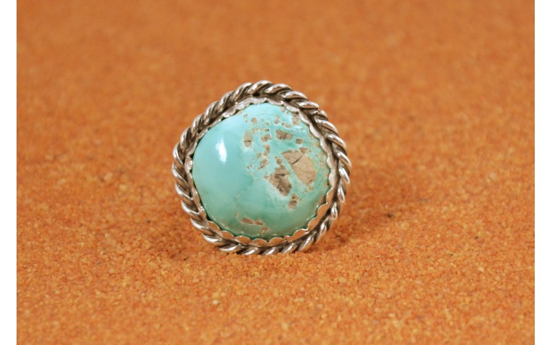 Bague argent-turquoise royston-bijoux amérindiens-mixte-pièce unique-idée cadeau-garanti-argent 925/1000-style navajo