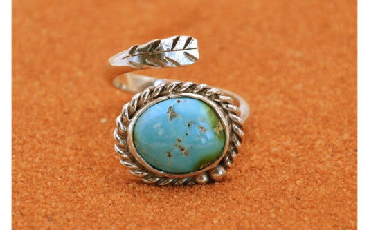 Bague turquoise sierra bella-argent 925/1000-réglable-bijoux amerindiens-style navajo-unique-garanti-pour femme