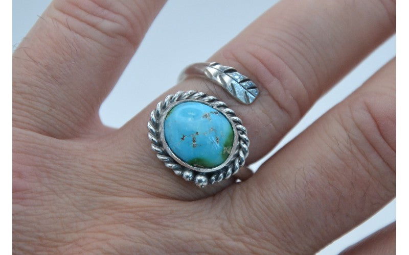 Bague turquoise sierra bella-argent 925/1000-réglable-bijoux amerindiens-style navajo-unique-garanti-pour femme