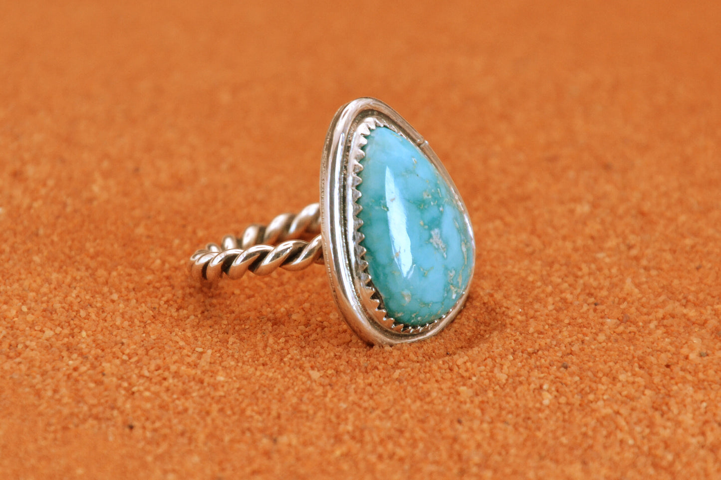 bague turquoise-sierra blue-bijoux amerindiens-femme-style navajo-cadeau-unique-artisanat