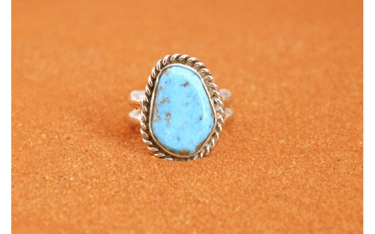 bague homme-argent 925/1000-style navajo-turquoise sleeping beauty-idee cadeau-artisanat-boheme-taille 61-size 9 1/2